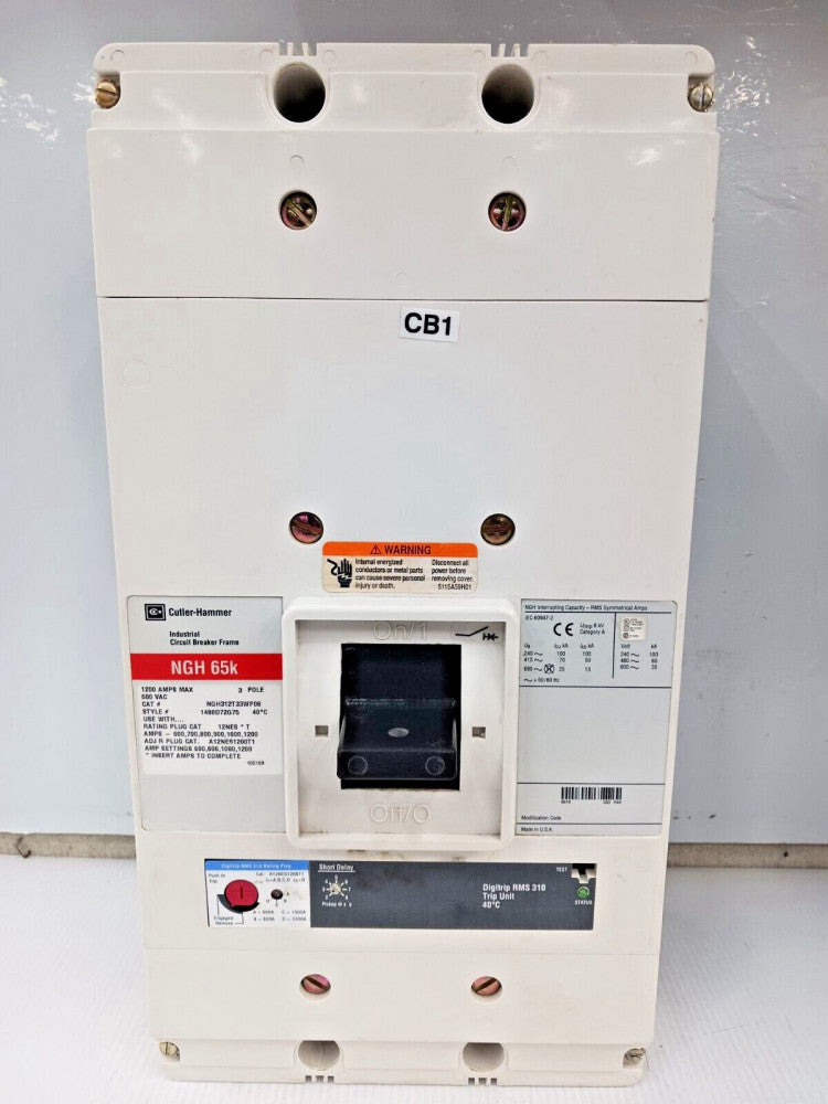 CUTLER HAMMER 1200 AMP CIRCUIT BREAKER 3 POLE 600 VAC 65kA NGH312T33WP08