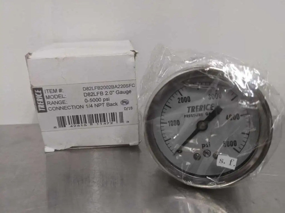 Trerice D82LFB 2" Gauge 0-5000 PSI 1/4" NPT D82LFB2002BA220SFC