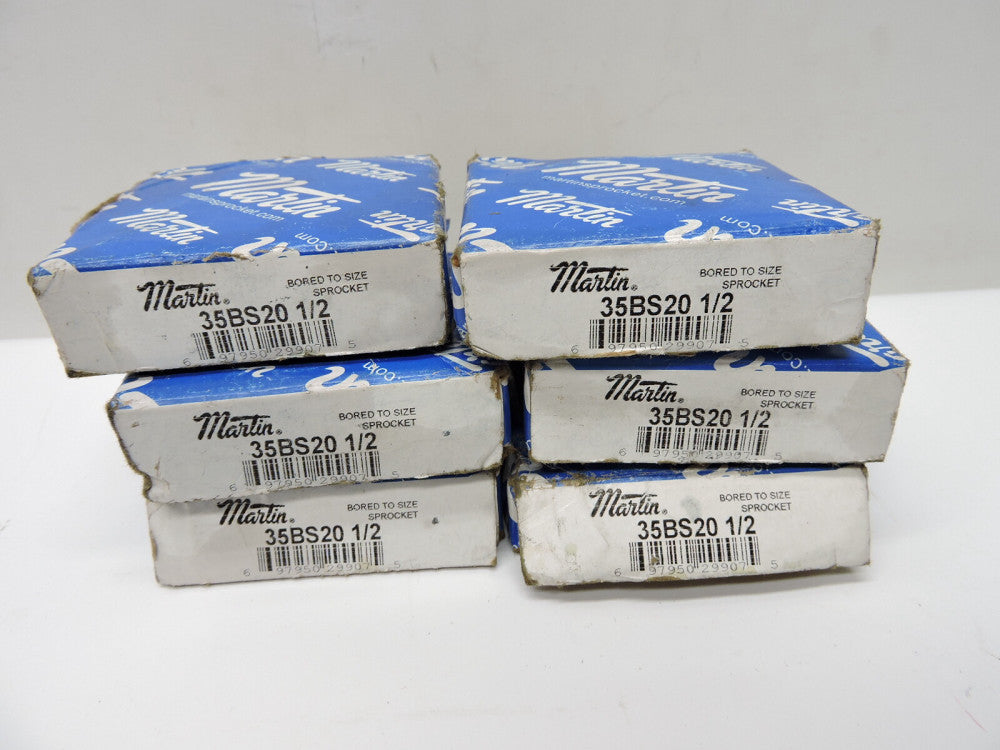 (Lot of 6) - NEW MARTIN 35BS20 1/2 SPROCKET, 1/2" BORE, 35BS20-1/2