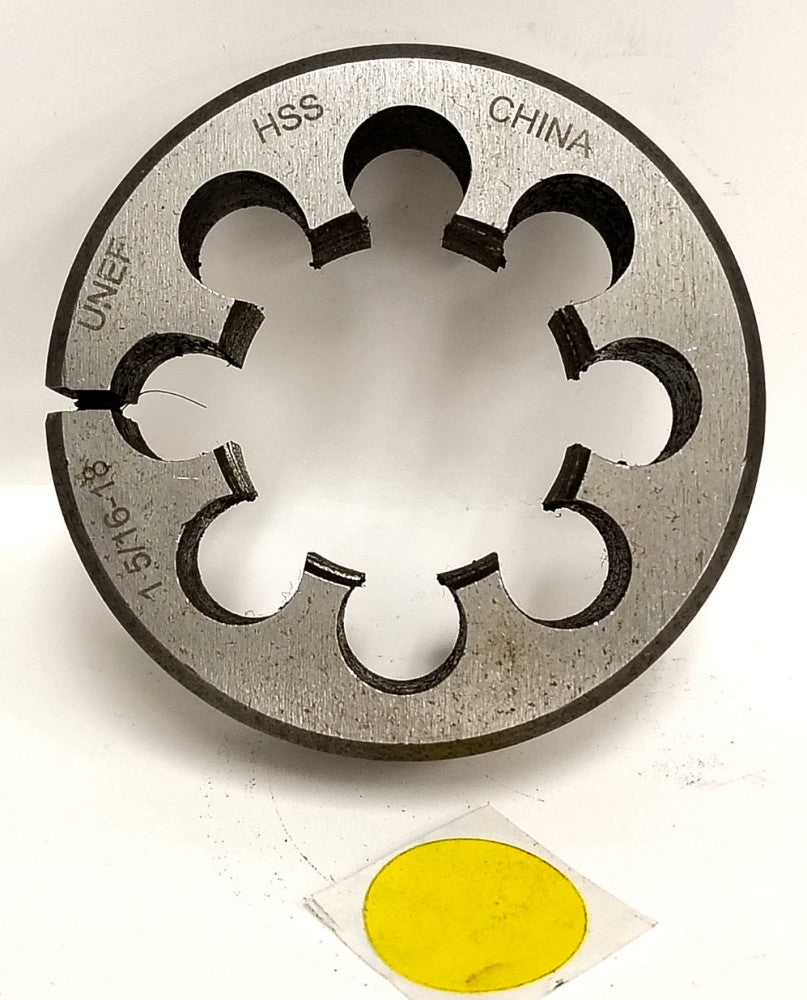 UNBRANDED 1-5/16"-18 THREADING ROUND DIE 2-1/2" OAD 3/4" WIDTH UNEF HSS