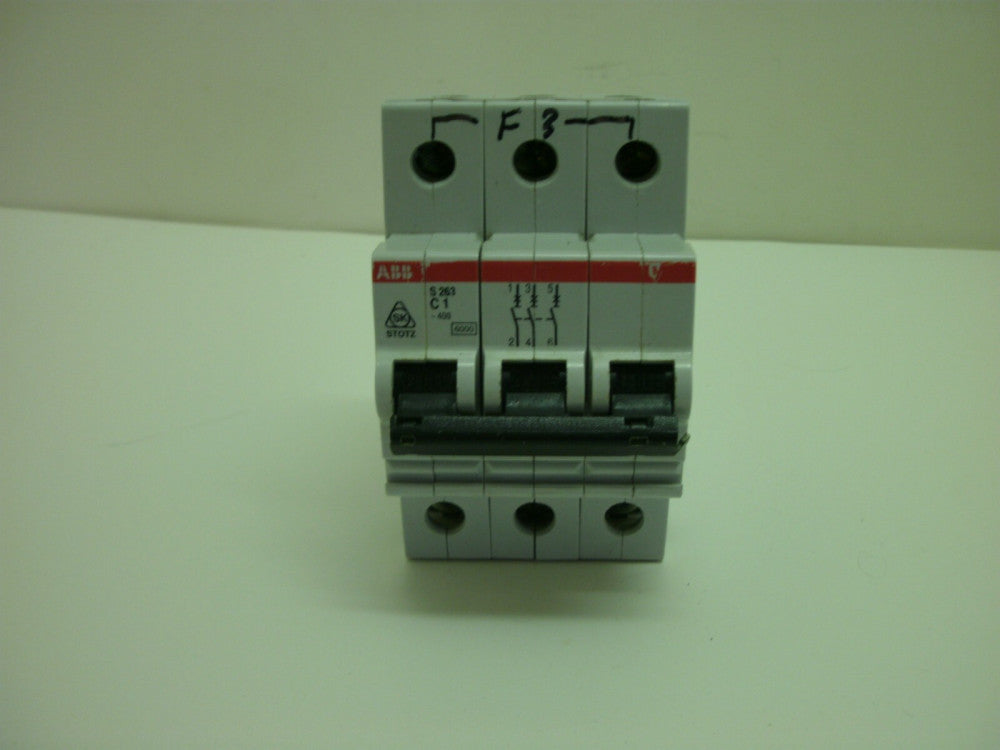 ABB S263 C1 CIRCUIT BREAKER 1 AMP 3 POLES ~400 277/480 V A.C.