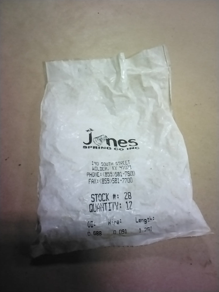 W.B. Jones Spring Stock# 28, Qty 12