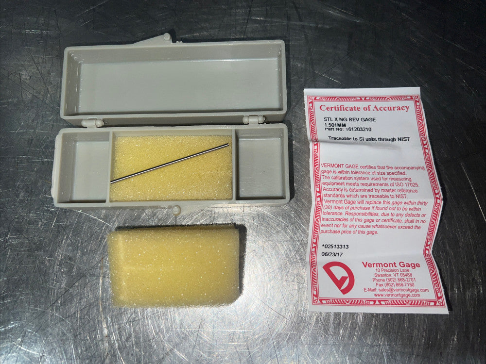 Vermont Gage STL X NG REV GAGE 1.501 MM Nos Surplus