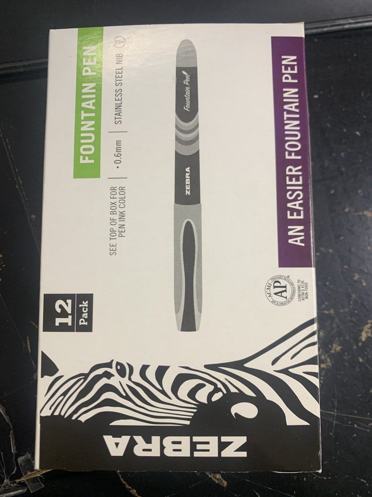 Zebra Fountain Pen , 0.6mm Fine Point, Red (12PK)