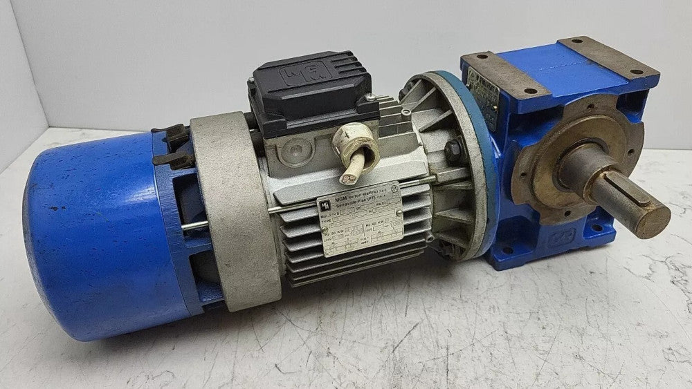 MGM Brake Motor BA 71B4 277/480V w/ Rossi MR IV 50U02A Gear Reducer 63.4 Ratio