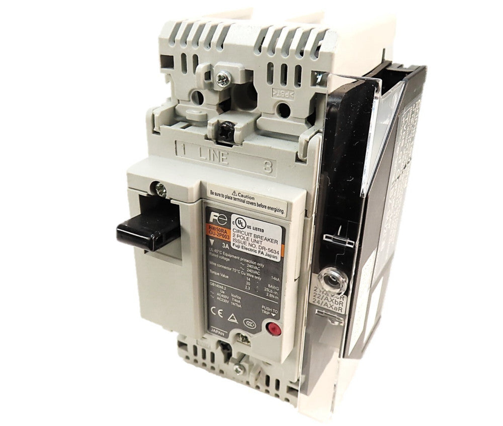 Fuji BW50RAGU-2P003 2 Pole Circuit Breaker 3A w/ BZ6WR10CAU Aux Sw NEW NO BOX