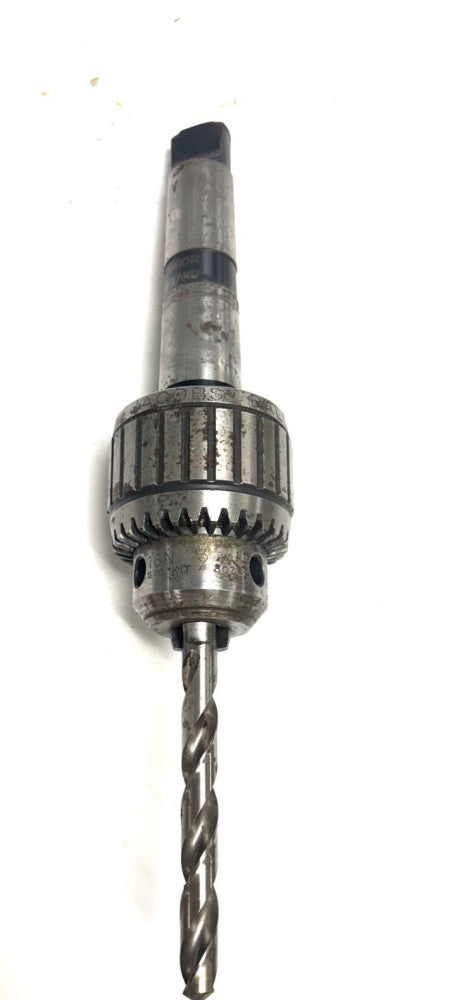 JACOBS BALL BEARING CHUCK NO. 16N 1/8-5/8" MORSE TAPER SHANK W/ DRILL BIT