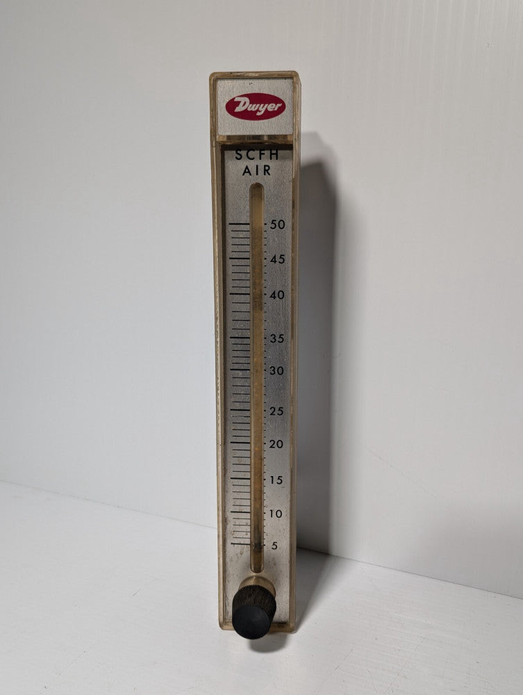 Dwyer RMC-101-SSV Flow Meter, 10" Scale, 5-50 SCFH Air, SS Valve, 100 PSI