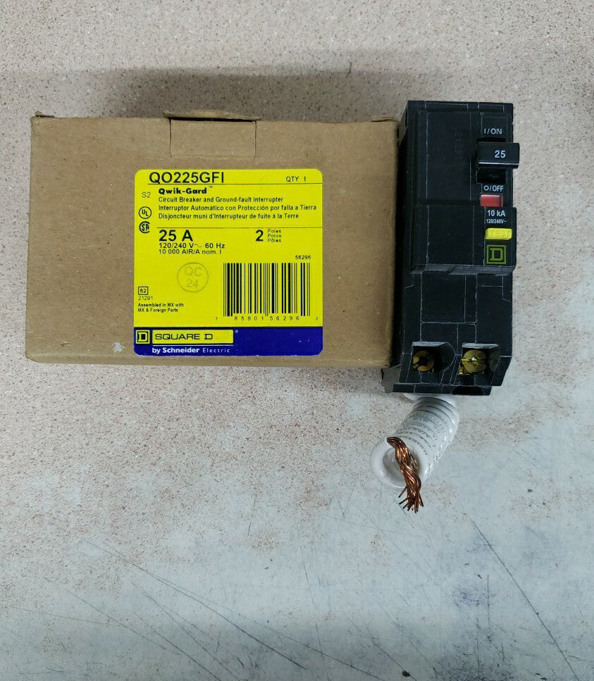 New! Circuit Breaker Square D QO225GFI 25 Amp 2 Pole 120/240V GFCI