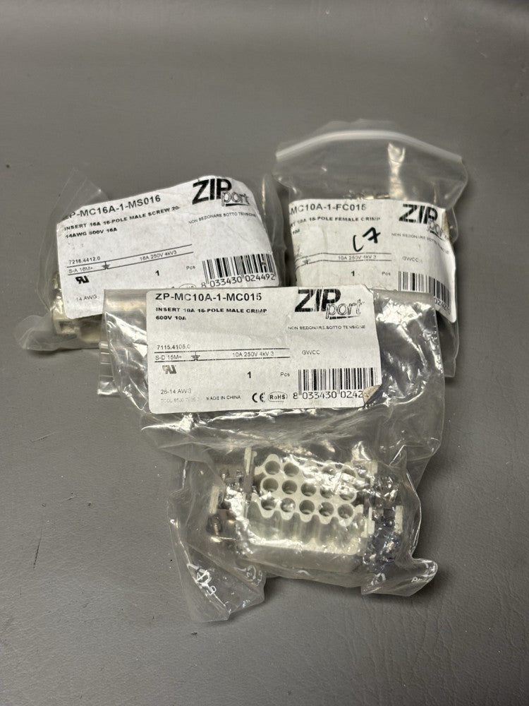 3 Pack ZIPport ZP-MC10A-1-MC015 Male Insert Connector 15 Pole