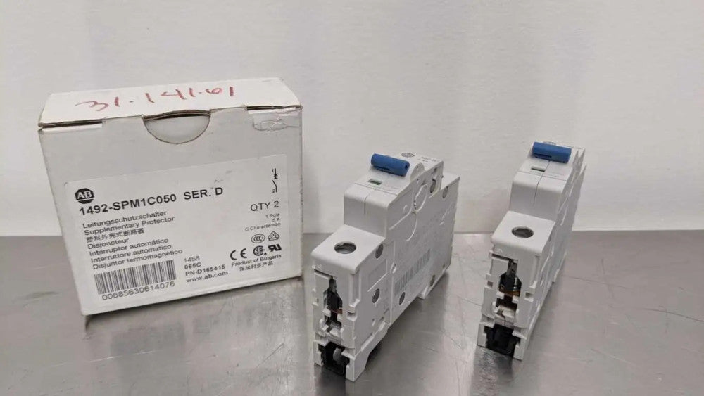 2 Pack Allen-Bradley 1492-SPM1C050 Miniature Circuit Breaker Ser D 5A 1 Pole Sup