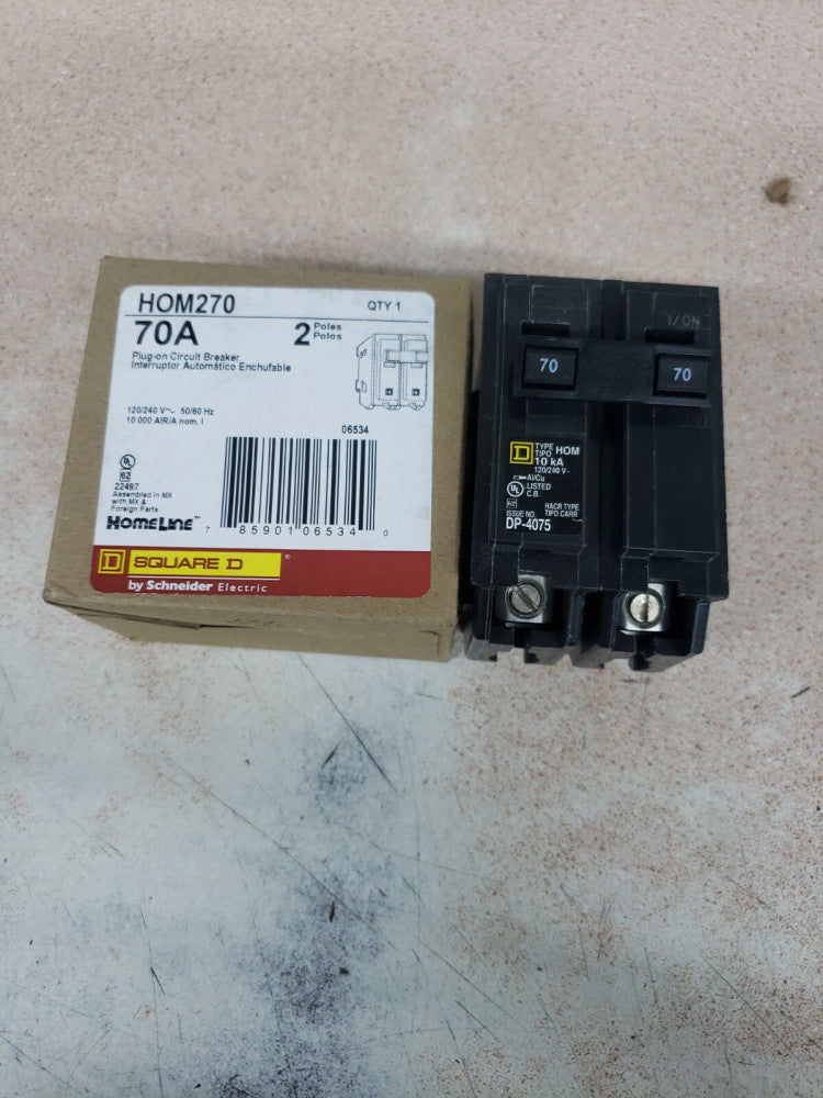 1- NEW Square D Homeline HOM270 Amps Plug In 2-Pole Circuit Breaker 120/240 V