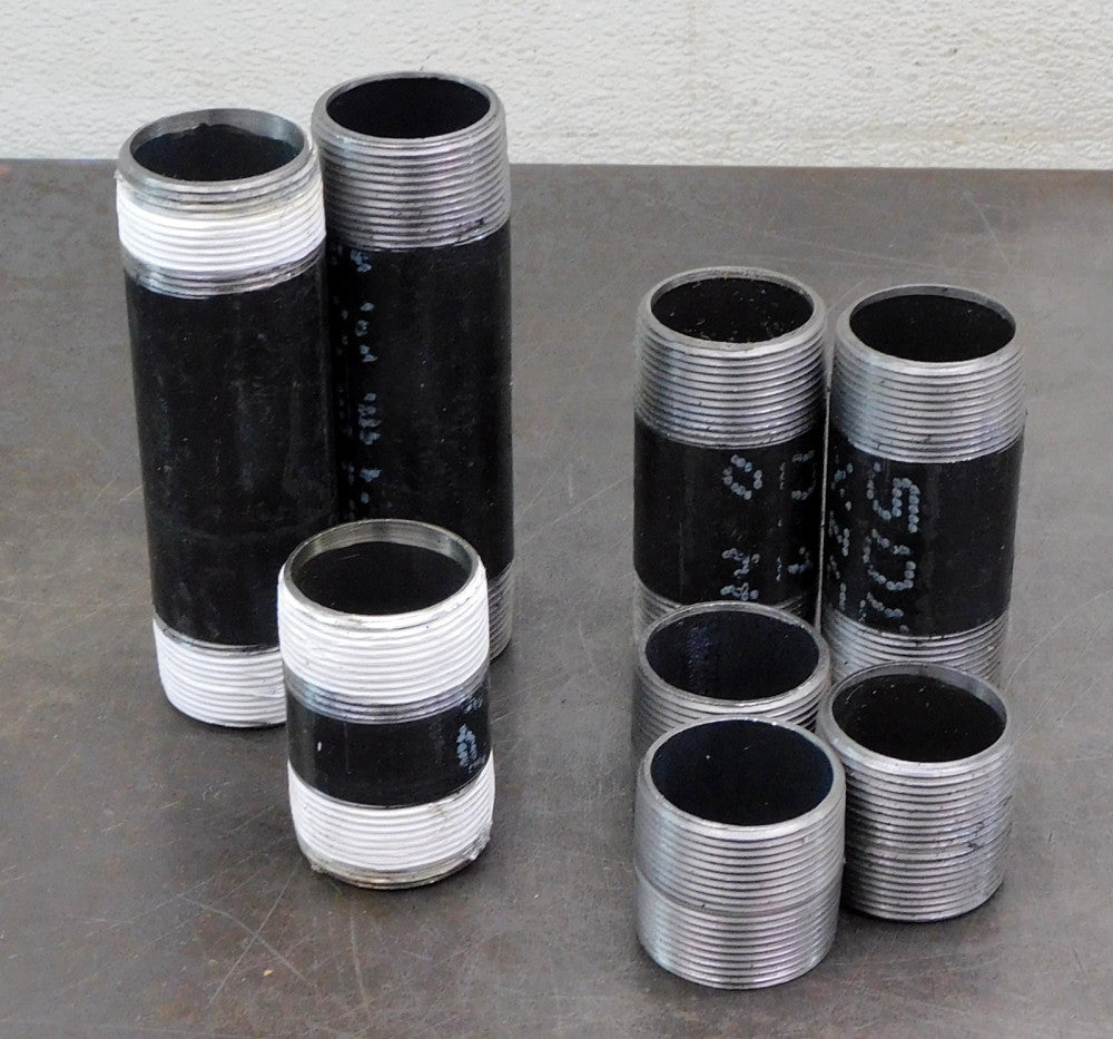 Steel Pipe Nipple Fitting 1-1/2" NPT Mixed Lot of Eight (8)