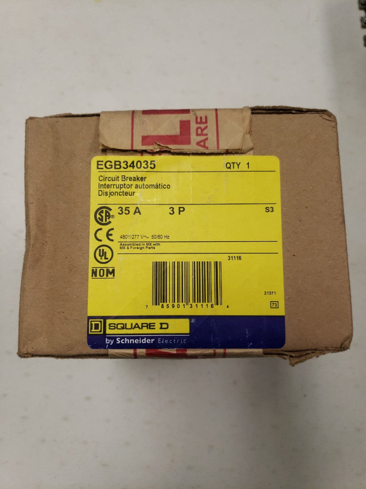 New in Box! EGB34035 Square D Type EGB Circuit Breaker 3 Pole 35 Amp 480V