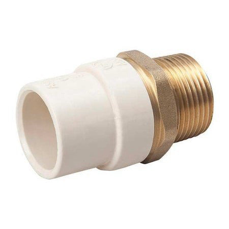 Zoro Select 164-304Nl Cpvc Cpvc To Brass Adapter, 3/4" Pipe Size, Socket Cts X
