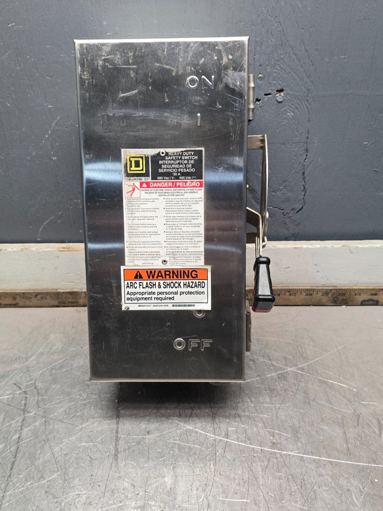SQUARE D HU361DSEI STAINLESS 30-AMP HEAVY-DUTY NON-FUSIBLE DISCONNECT,USED! M/O!