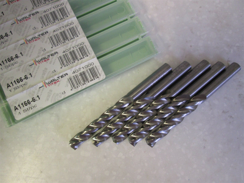 Walter Titex (A1166-6.1) 6.1mm A1166 Screw Machine Length Drill Bits - Lot of 5