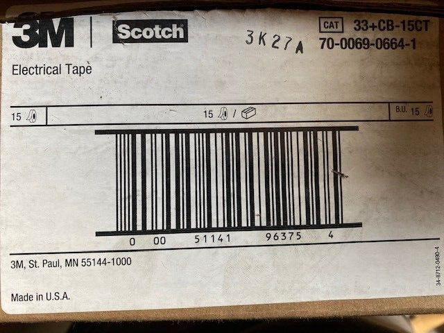 15 PACK 3M Scotch Professional Grade SUPER 33+ 3/4" X 66' Vinyl Electrical tape