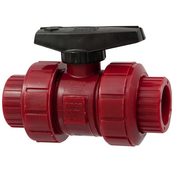 Chemtrol S65TB-V 1" Kynar Socket Ball Valve Red PVDF FKM 1CRT6