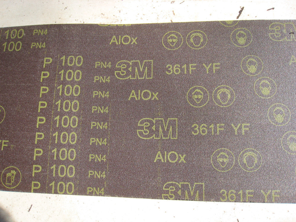 3M 361F 100 Grit Sanding sheets 9" x 11" lot of 10 sheets 1lb 9oz. CLOTH BACK