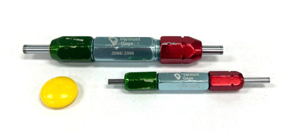 VERMONT GEGE .1180"/.1200" & .2088"/.2098" PIN PLUG GAGE OAL 4-1/2" & 3-1/4"