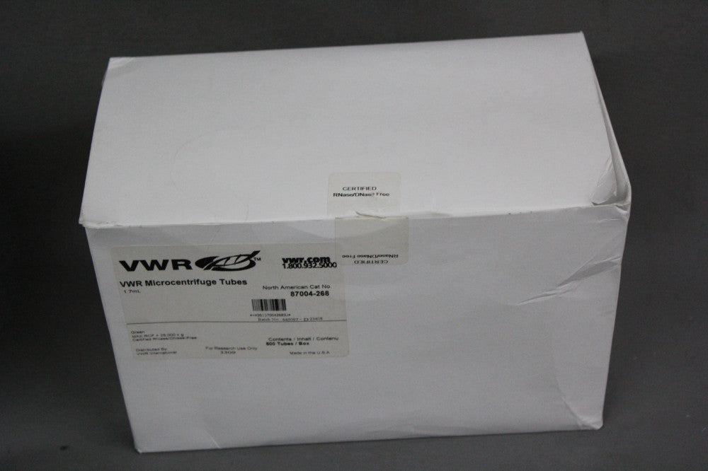 NEW BOX 500 VWR 1.7mL MICROCENTRIFUGE TUBES 87004-268
