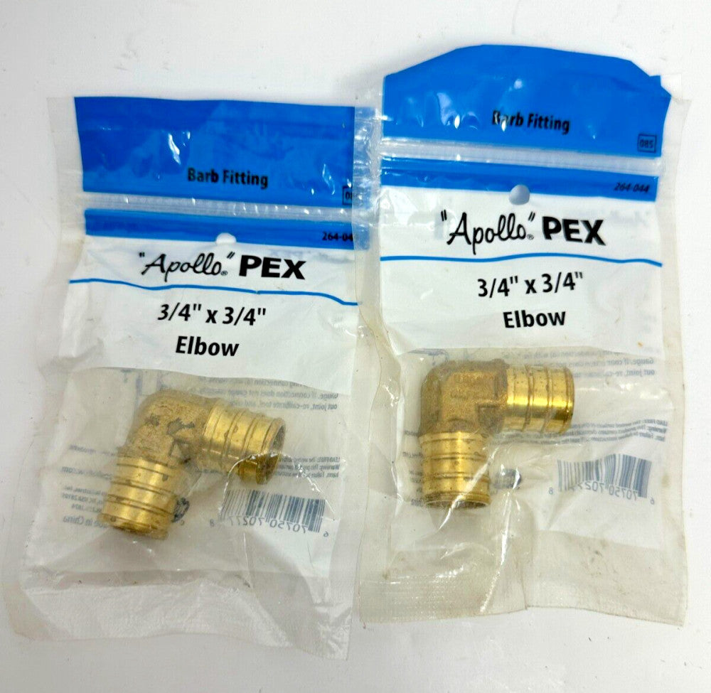 2pc Apollo PEX Barb Fitting 3/4" x 3/4" Elbow 264-044