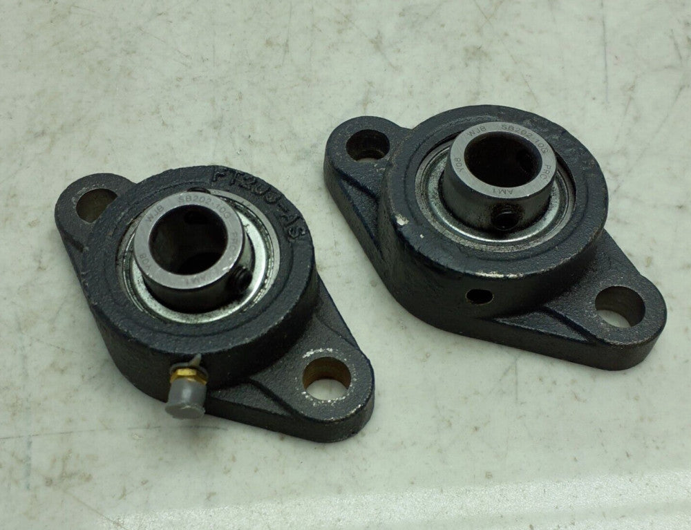 2 Pack 2 Bolt Flange Bearing 5/8" PRC SB202-10G Bearing FT203-AS
