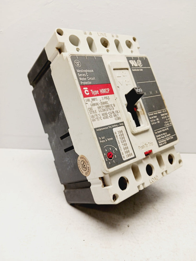 WESTINGHOSUE HMCP100R3CB 100 AMP CIRCUIT BREAKER 3 POLE 600 VAC 250 VDC