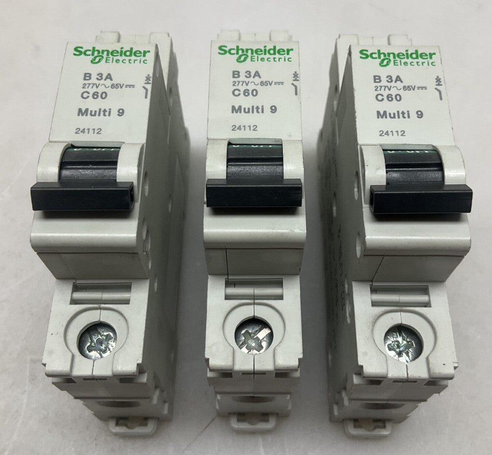 3 Pack Schneider 24112 IEC Supplementary Protector 3 Amp 10kA 240v 1 Pole