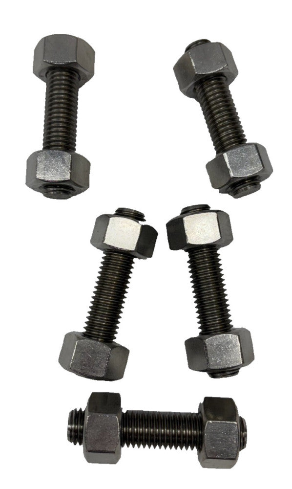 5/8"-11 X 3"FULLY THREADED STUD W/ 2 HEX NUTS, STAINLESS STEEL, LOT OF 5