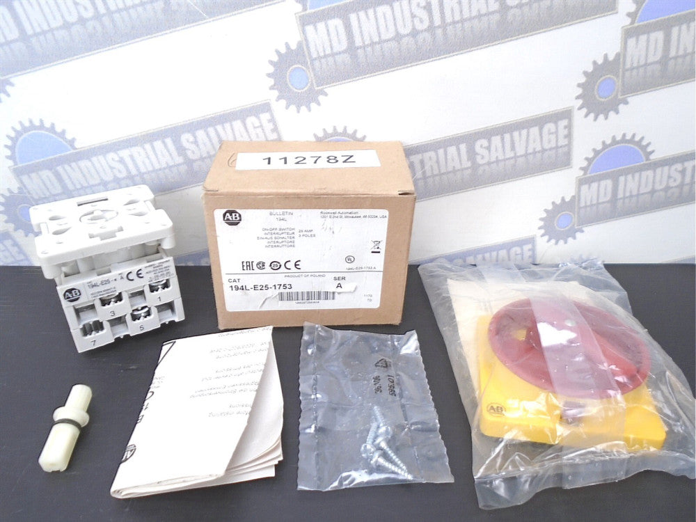 Allen-Bradley - 194L-E25-1753 & 194L-HE6N-175 - 25A 3P ON-OFF SWITCH -NEW in BOX