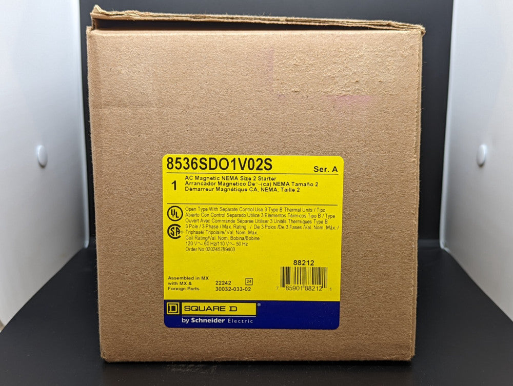 Square D 8536SDO1V02S Nema Size 2 120V Starter Open NEW IN BOX