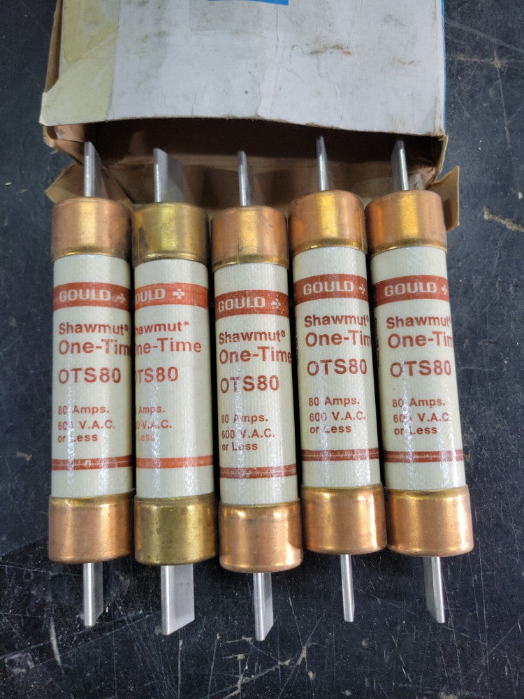 1) New Old Stock! Gould Shawmut One-Time OTS80 80A 600V Fuses