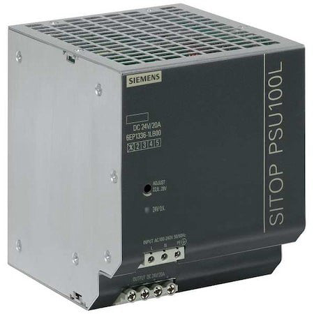 Siemens 6Ep13361lb00 Stabilized Power Supply, 100/240V Ac, 480 W, 20 A, Din Rail