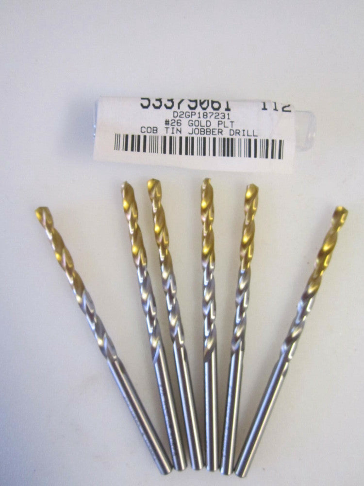 (D2GP187231) #26 (.1470") TiN 135° Split Point Jobber Length Drill - Lot of 6