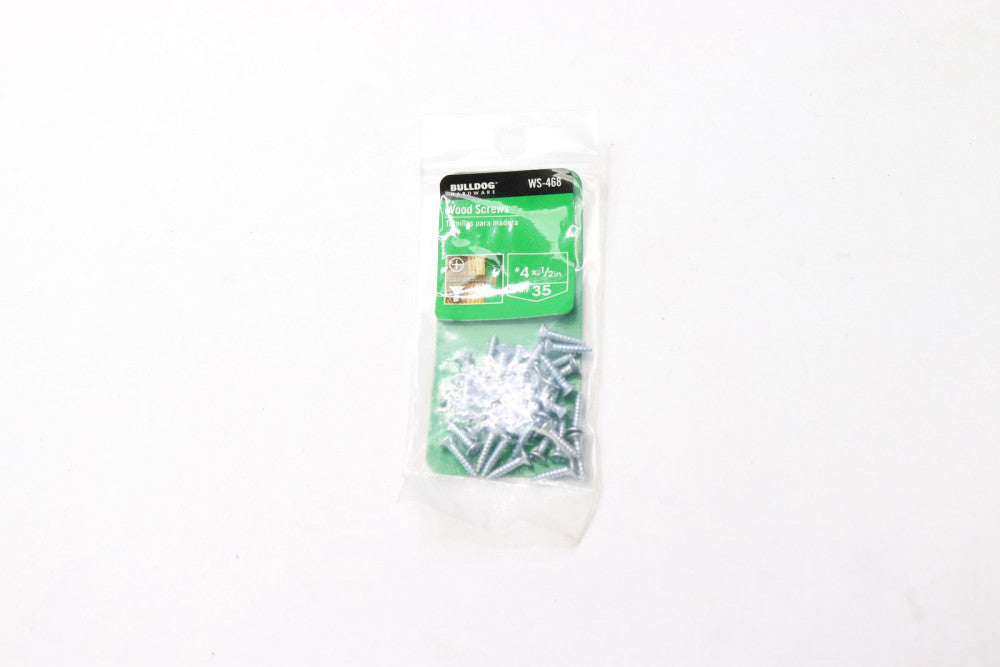 (35-Pk) Bulldog Hardware Phillips Flat Head Wood Screw Zinc Plated # 4 x 1/2"