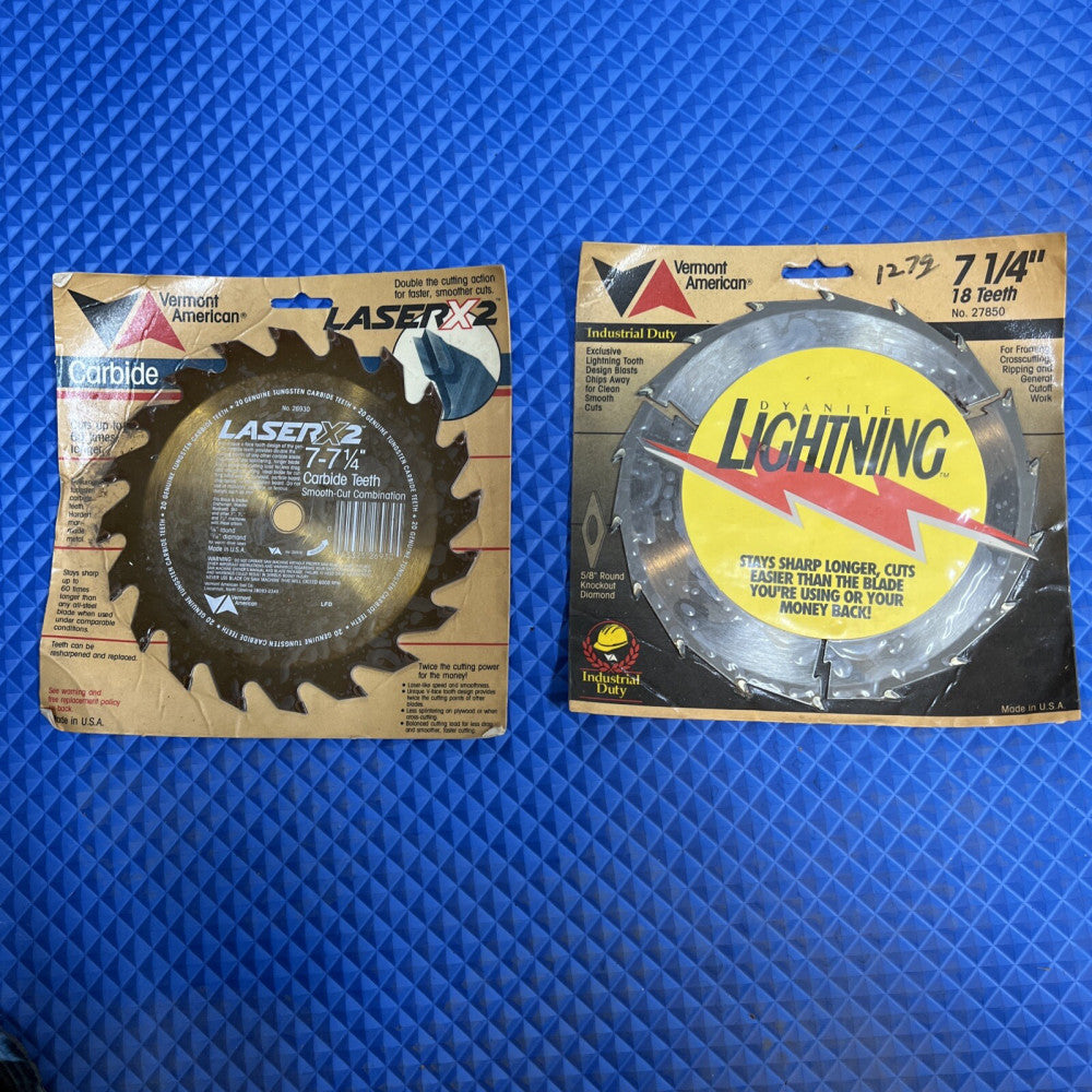 Lot Of 2 Vermont American Laser X2 7-7 1/4” Saw Blade 20 Carbide Teeth 26930