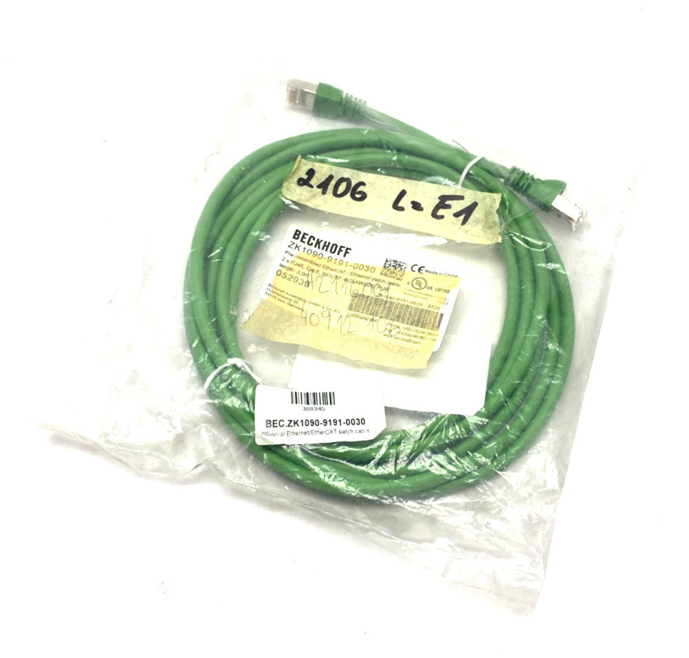 Beckhoff ZK1090-9191-0030 Ethernet/EtherCAT Patch Cable 2 x RJ45 3m 052939