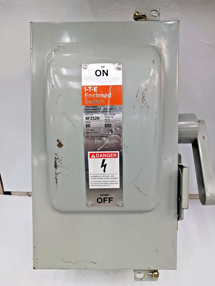 New ITE 60 Amp Non-Fused Enclosed Switch 2 Pole 600 VAC / 250 VDC Type 12 NF252H