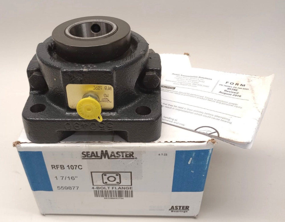 SealMaster RFB 107 1-7/16" 4-Bolt Flange 559877 1-7/16 Bore