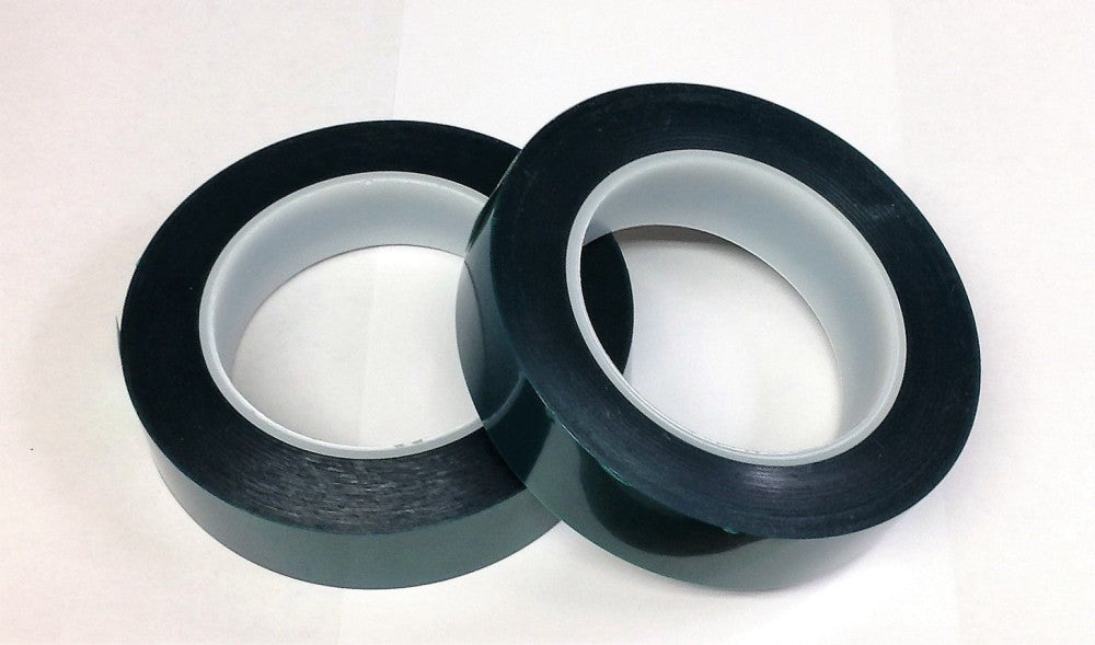 2PK GREEN 1-3/8" HIGH TEMPERATURE POWDER COATING POLYESTER SILICONE MASKING TAPE