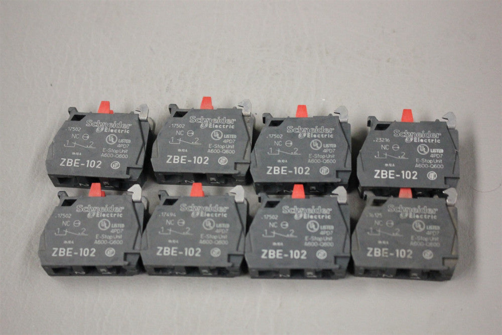 Lot of 8 UNUSED SCHNEIDER ELECTRIC CONTACT BLOCK ZBE-102