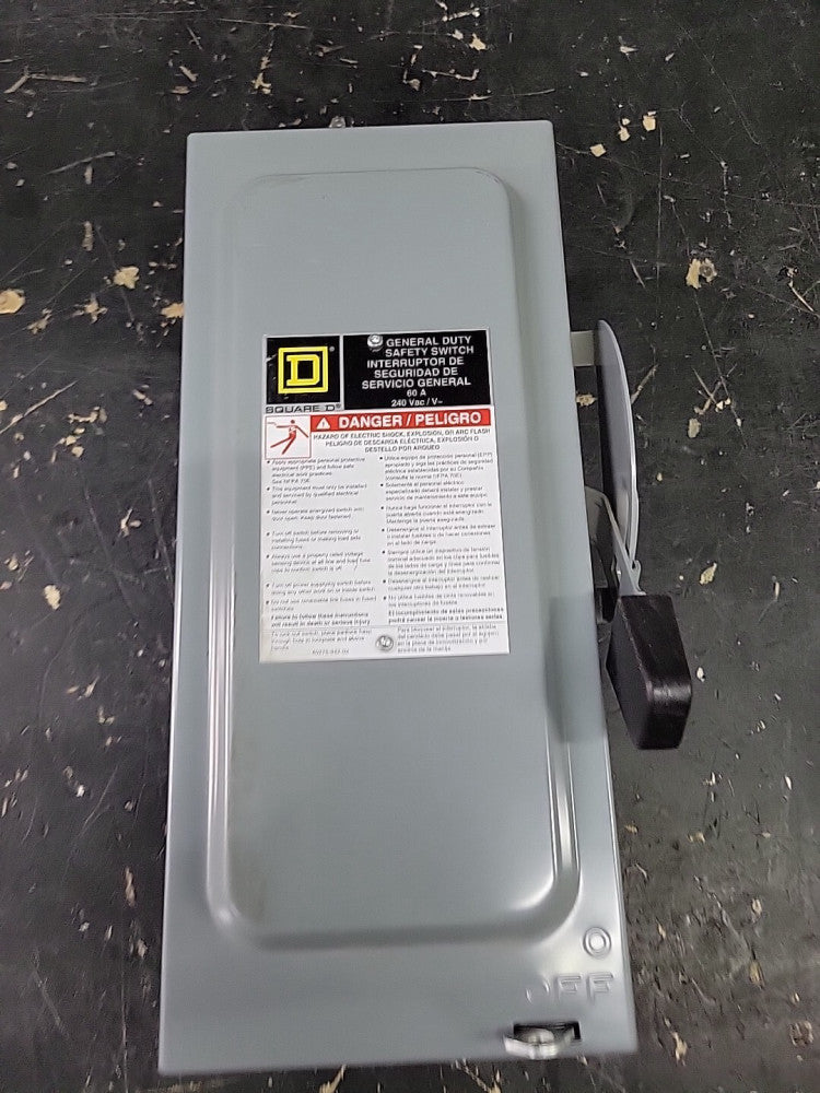 NEW NO BOX Square D D222N, Series F01, 60 Amp, 240 Volt, 1PH 3W,