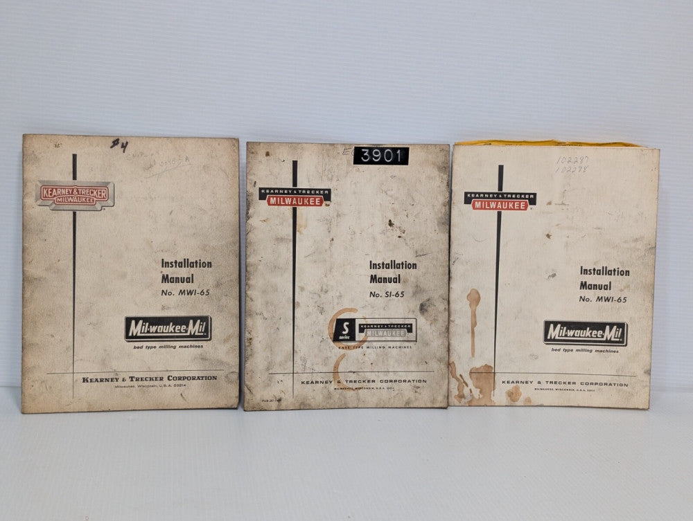Lot of 3 Kearney & Trecker Milwaukee 001200125501 J & 001200126108 K Manuals