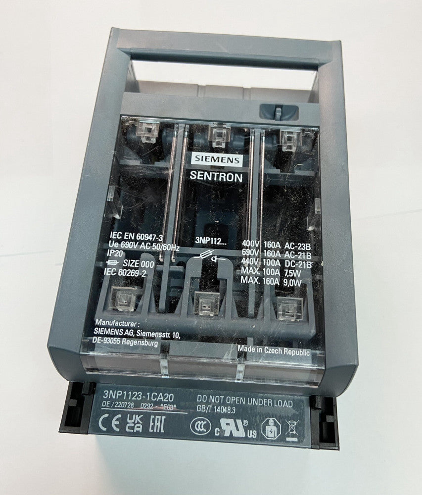 SIEMENS 3NP1123-1CA20; 3-Pole Fuse Switch Disconnector, Sentron, 160A