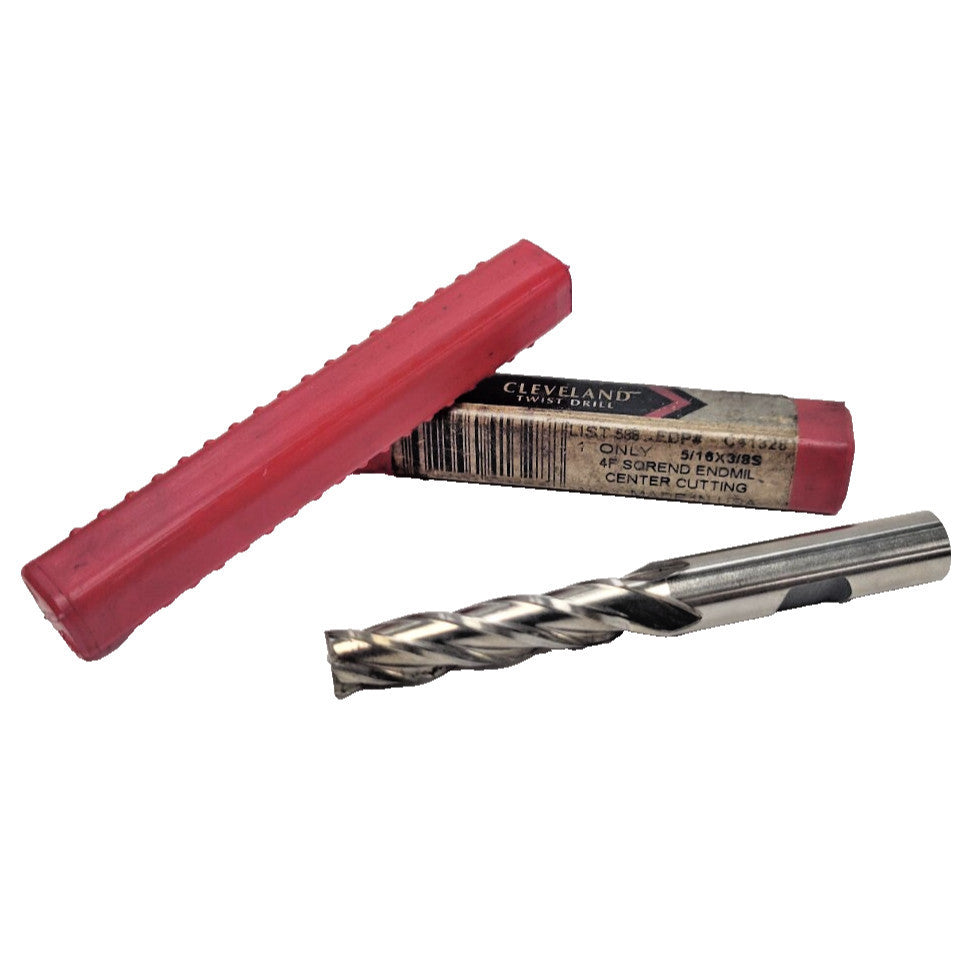 CLEVELAND SQUARE END MILL C41328, 4 FLUTE, 5/16" X 5/16" X 3-1/8", HSS