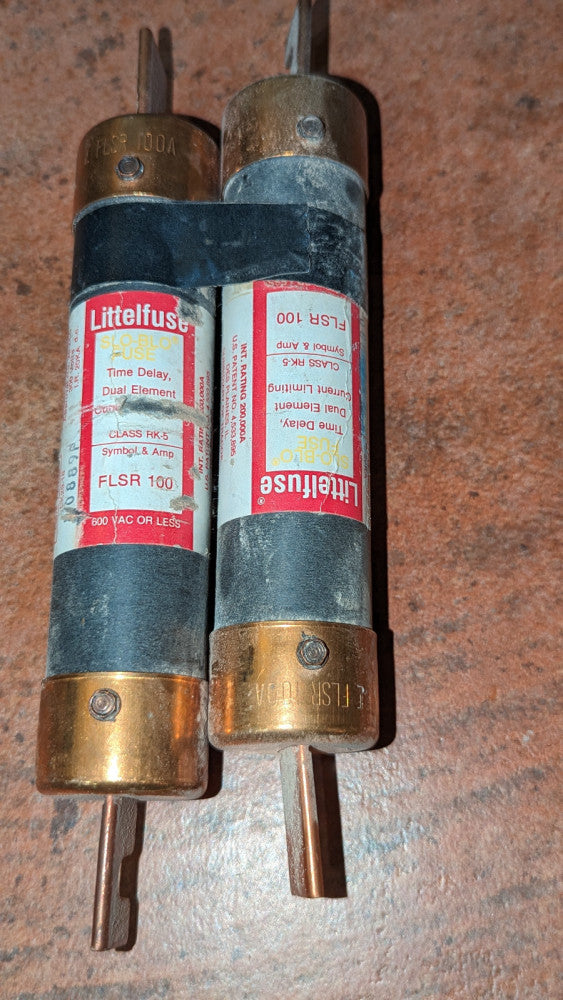 (Lot of 2) Littelfuse FLSR100 Fuses, Time Delay, 100A, 600VAC, 300VDC