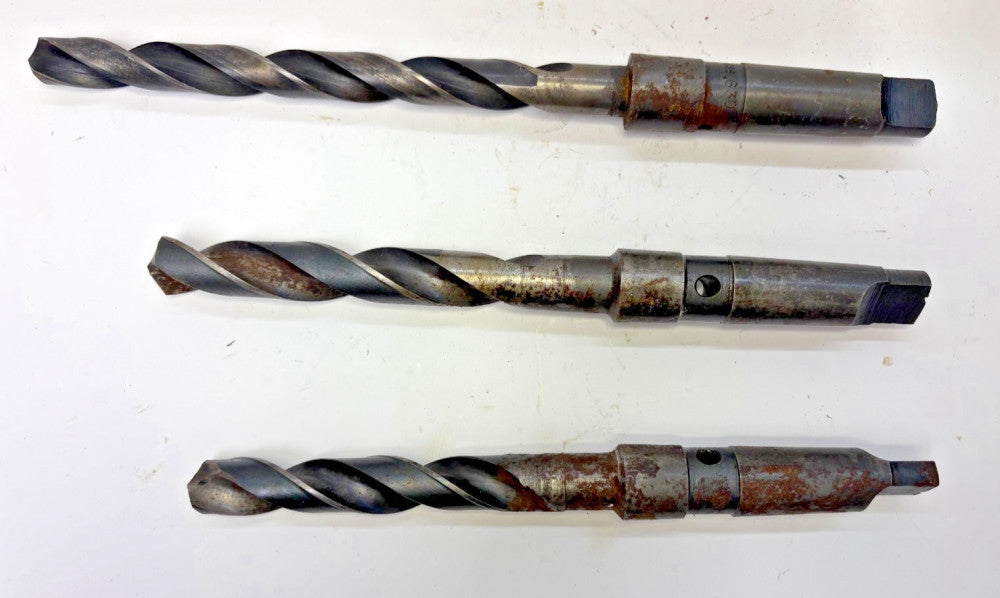 ASSORTED LOT OF 3, #3 MORSE TAPER SHANK DRILL BITS