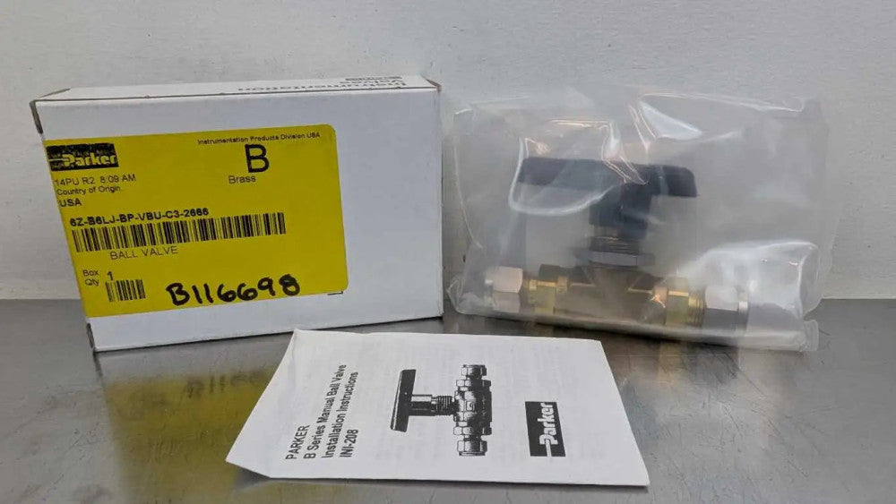 Parker 6Z-B6LJ-BP-VBU-C3-2666 Brass Ball Valve 3/8"